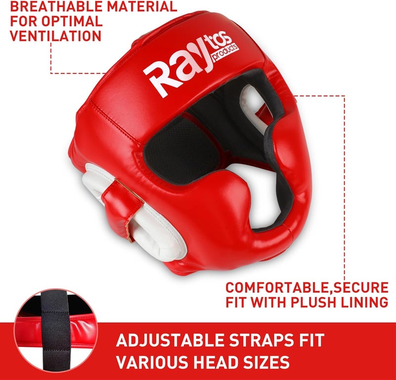 Raytos Boxing Headgear Helmet for Men Women - Professional Lightweight Open Face Combat Head Guard with Breathable Protection, Secure Fit for MMA Muay Thai Kickboxing Sparring Training Fighter - Image 2